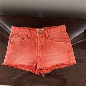 Free People Washed Coral Denim Cutoff Shorts